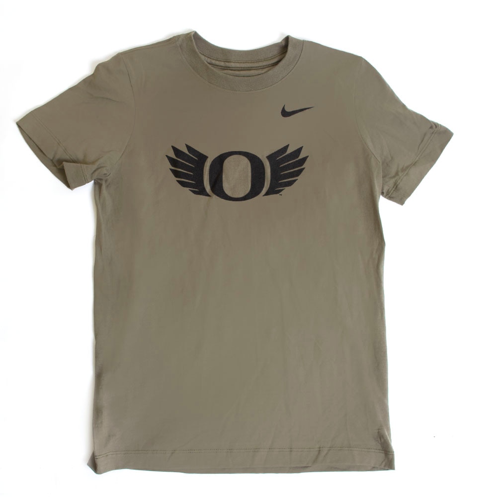 O Wings, Nike, Green, Crew Neck, Cotton, Kids, Youth, Olive, Basic, T-Shirt, 512619